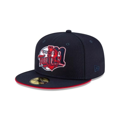 Blue Minnesota Twins Hat - New Era MLB Double Logo 59FIFTY Fitted Caps USA5902471